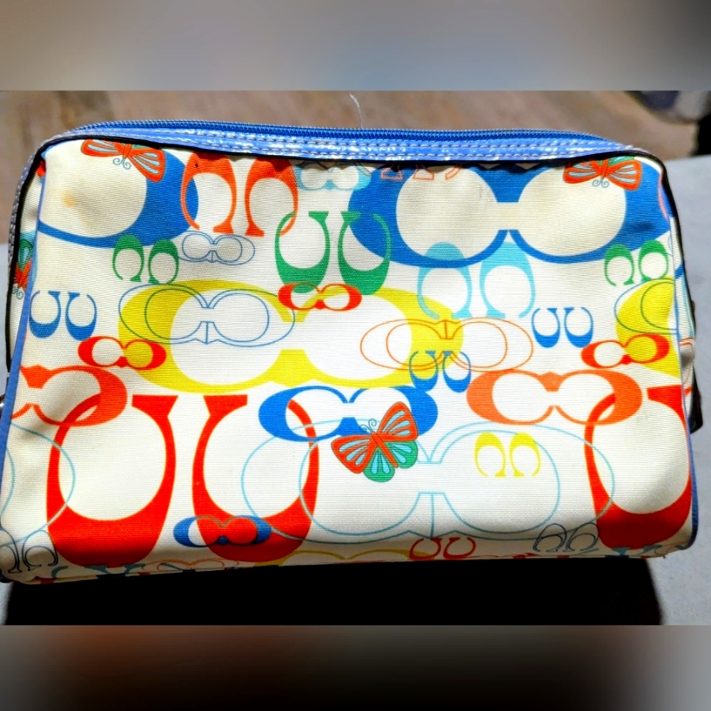 Coach Signature Butterfly Optic Art Makeup Large Cosmetic Case Zip